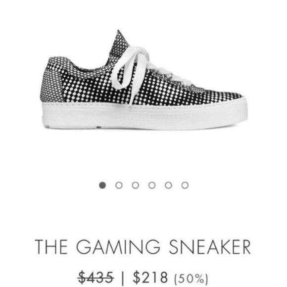 Stuart Weitzman Geo Leather Sneakers Made in Spain - Black/White - 7.5 M - Picture 14 of 14